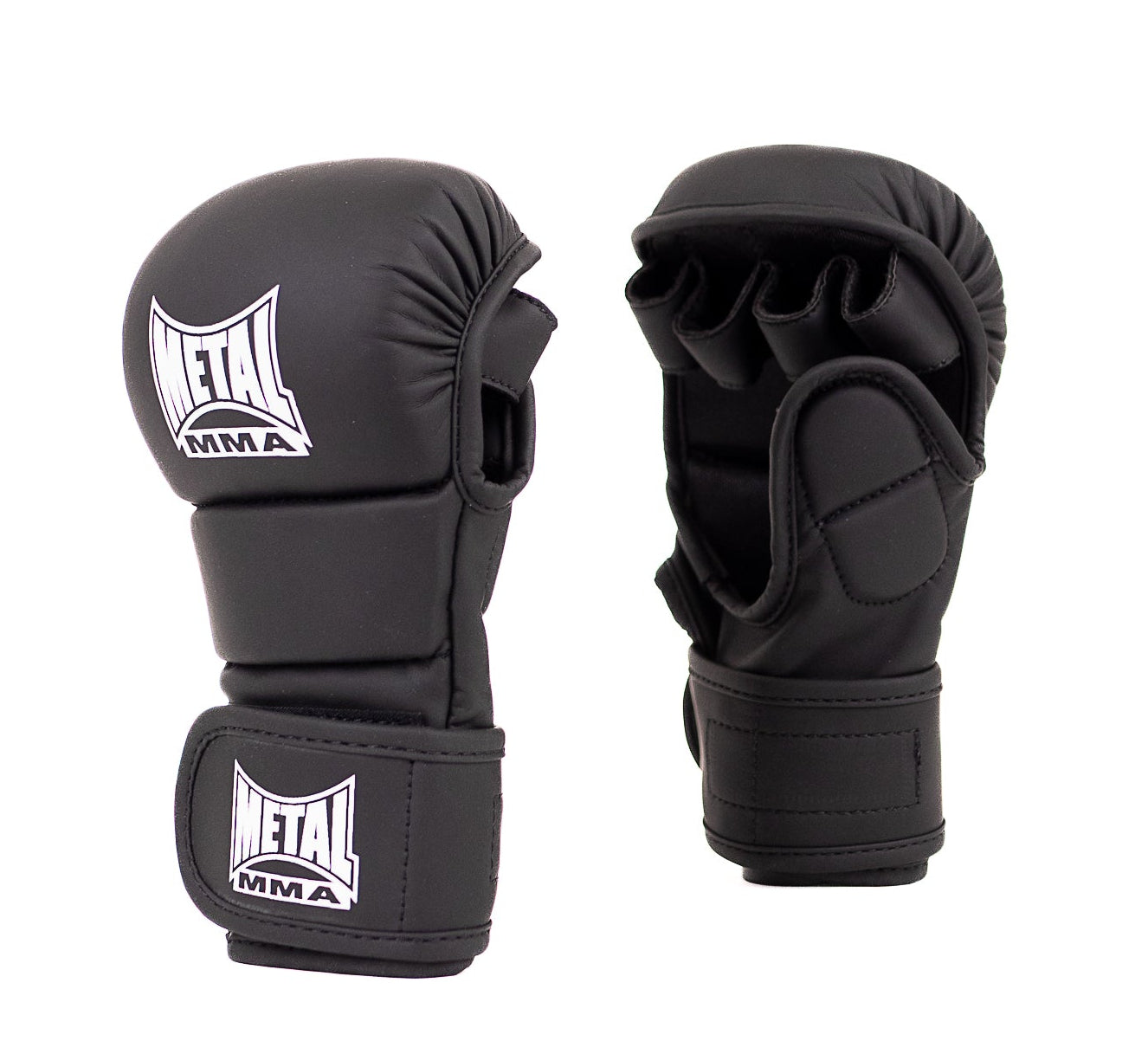 Gants d'entrainement MMA enfant Metal Boxe noir avec paume ouverte et protection pouce