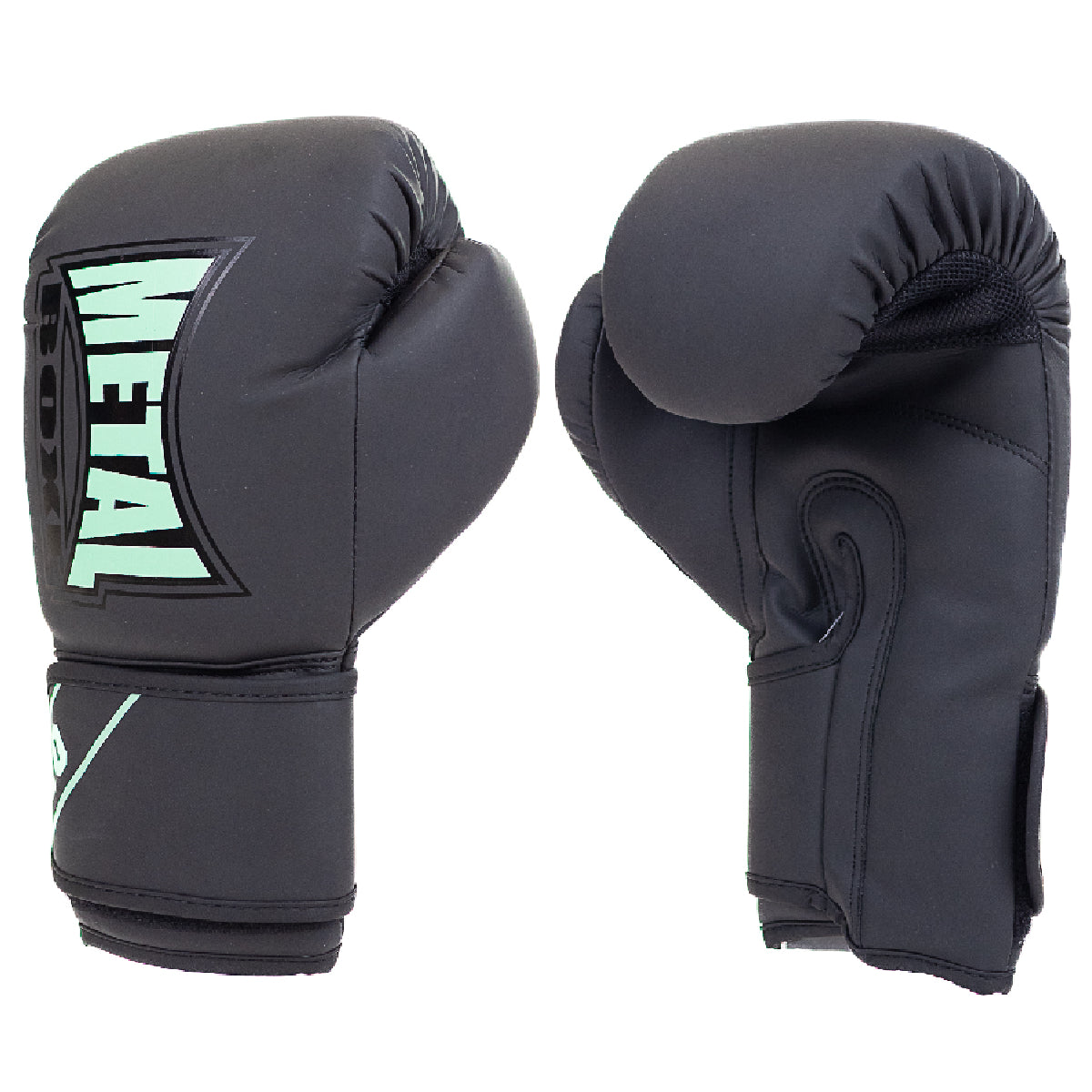 Gants d'entrainement boxe Metal Boxe Starter Deep Waters noirs avec mousse préformée et fermeture velcro