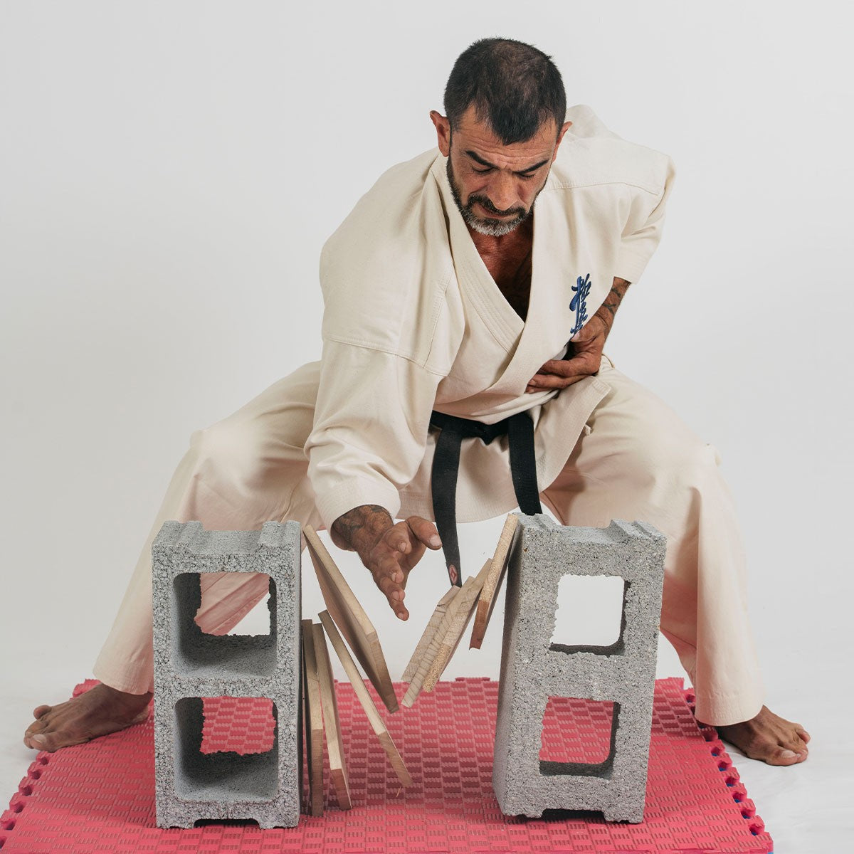 Détail du coton brossé écru du karaté-gi Kyokushin Yantsu FUJIMAE