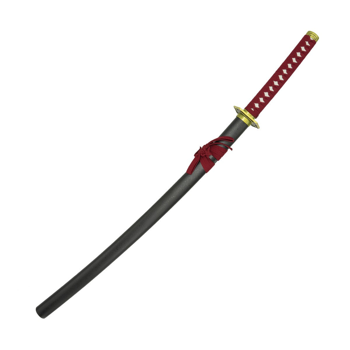 Katana décoratif FUJIMAE noir et grenat, lame acier inoxydable