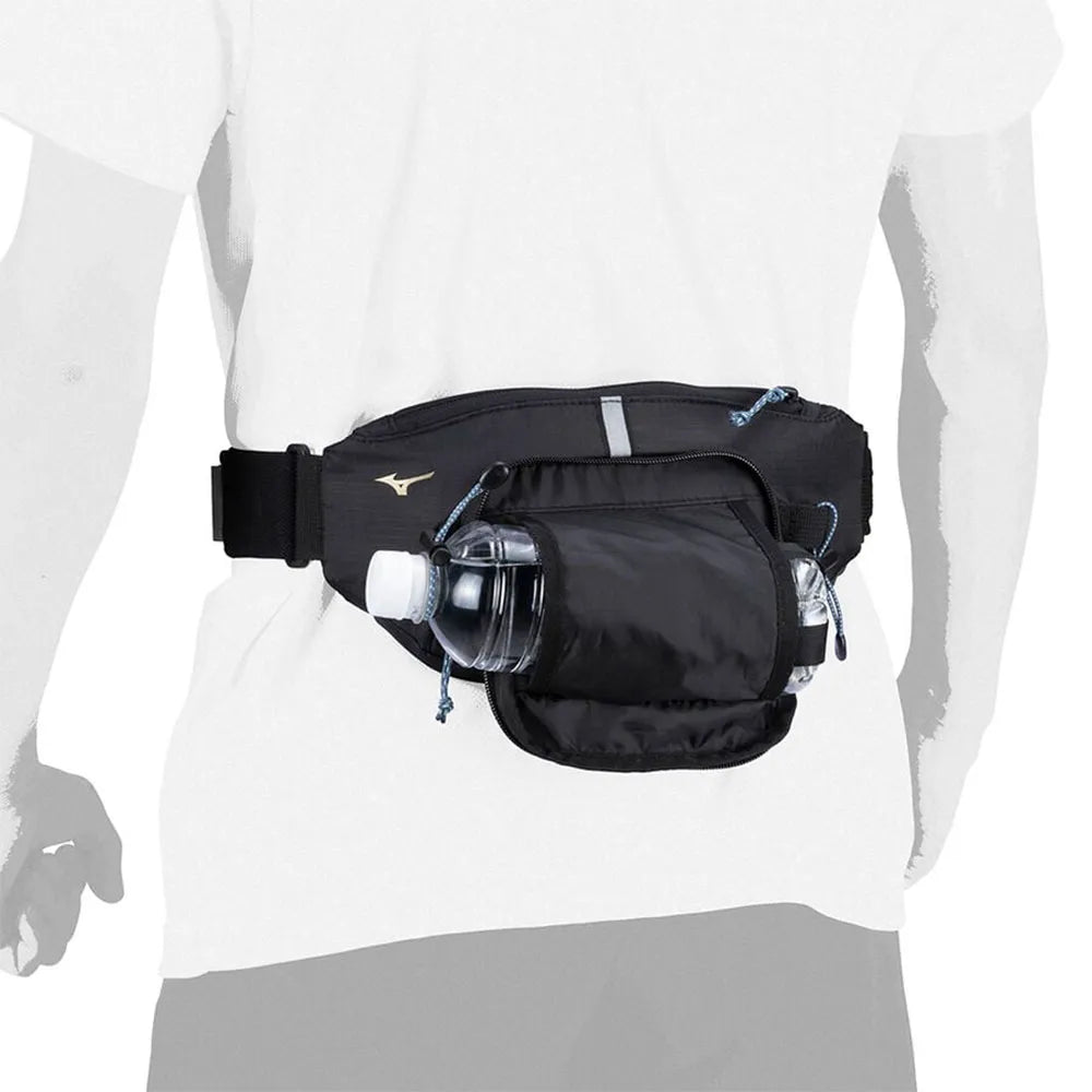 Ceinture sportive Mizuno noire, bande réfléchissante