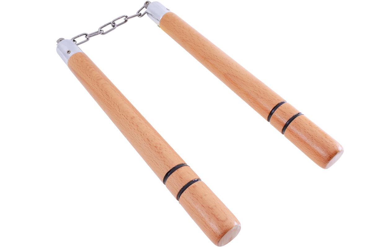 Nunchaku bois chaine rond bois naturel