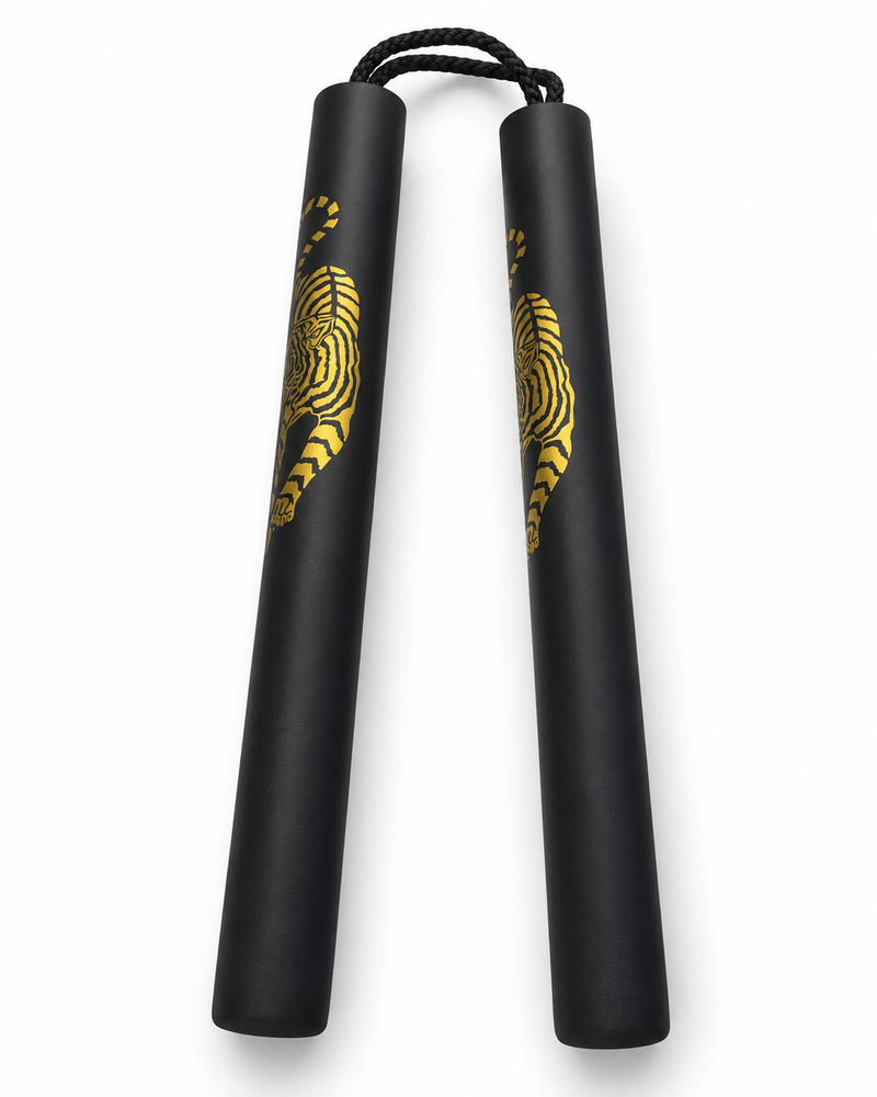 Nunchaku mousse corde Noris - Noir motif tigre 30 cm