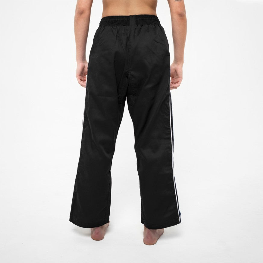Pantalon Arts Martiaux Training FUJIMAE noir et bleu, vue côté