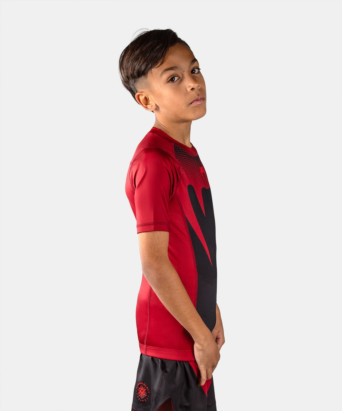 Rashguard manches courtes enfant Venum Attack Noir/Rouge pour l'entraînement