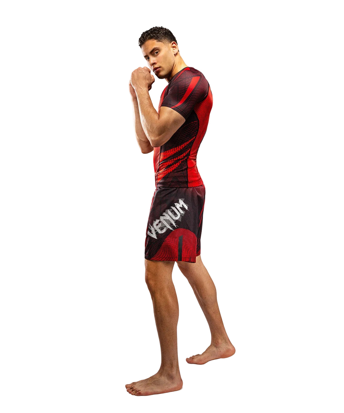 Rashguard manches courtes Venum Galactic 3.0 Rouge/Argent, vue studio