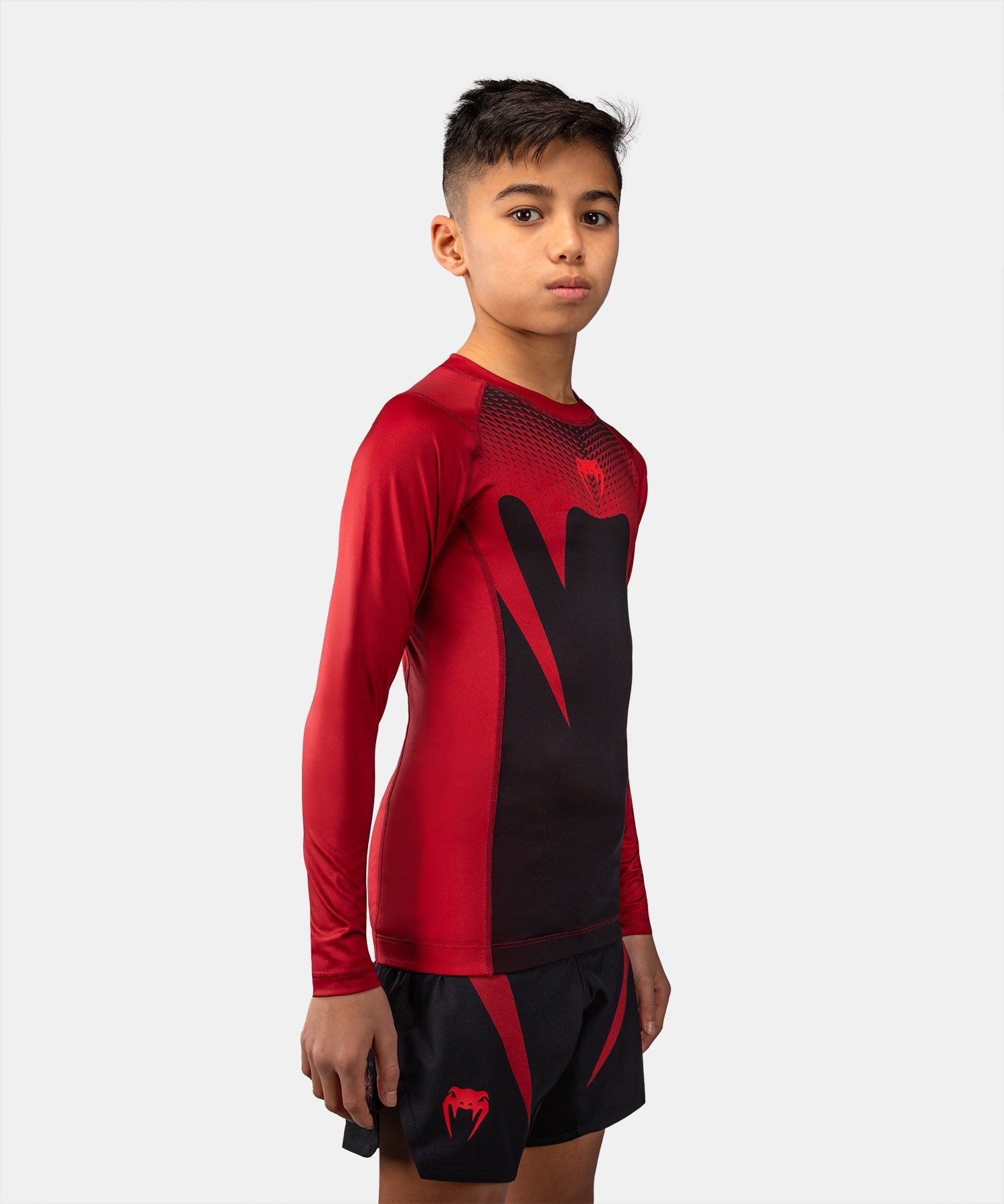 Rashguard manches longues enfant Venum Attack Noir/Rouge pour l'entraînement