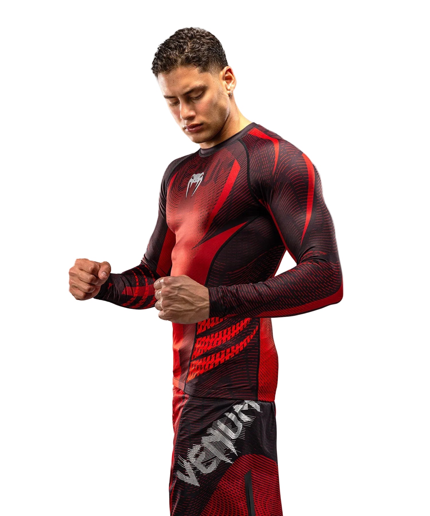 Rashguard manches longues Venum Galactic 3.0 Rouge/Argent, vue studio
