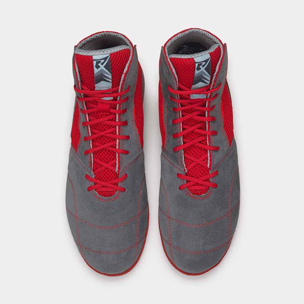 Chaussure de boxe française Rivat Boomerang rouge, vue de dessus
