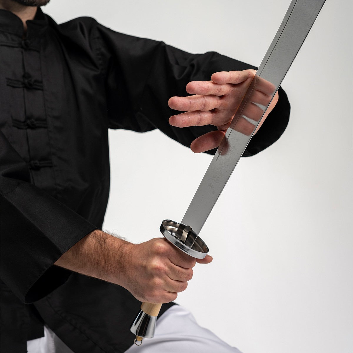 Sabre de Kung Fu semi-flexible FUJIMAE acier chromé - 80 cm