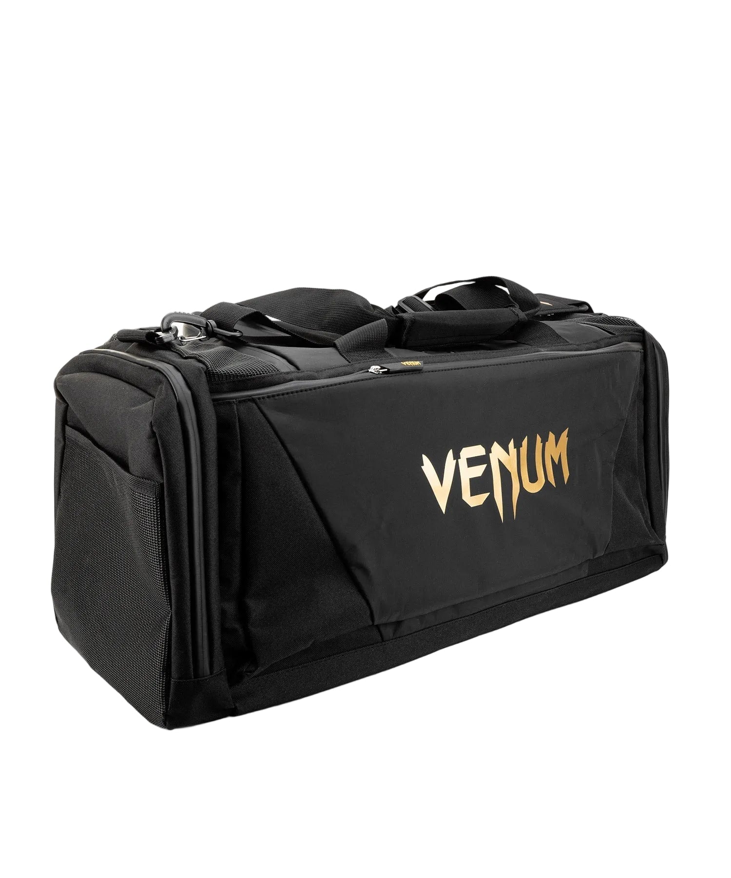 Sac de sport Venum Trainer Lite Evo noir et or spacieux avec compartiments ventilés et bretelle rembourrée