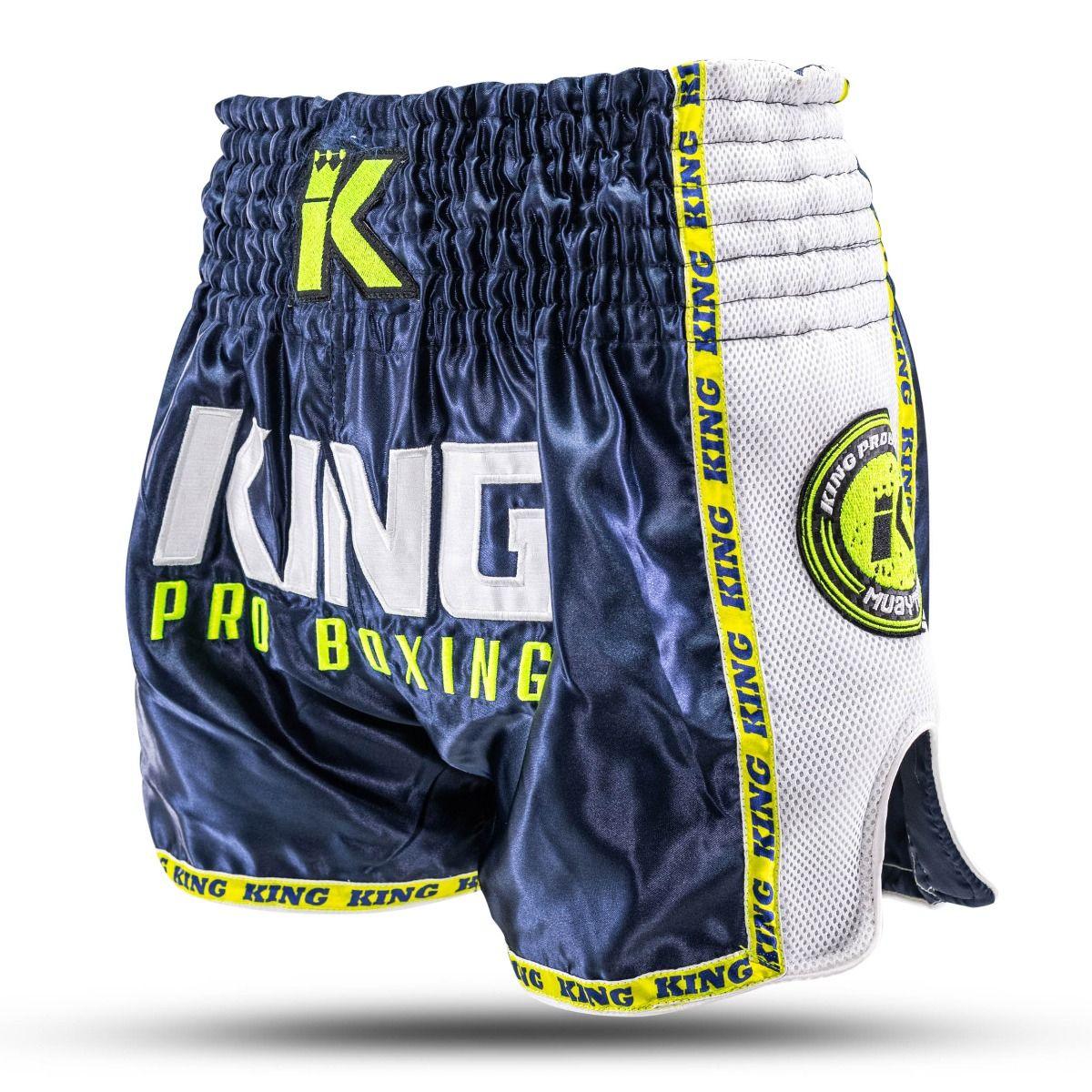 Short de Muay Thaï & Kick Boxing - King Pro Boxing Bleu/Jaune Fluo
