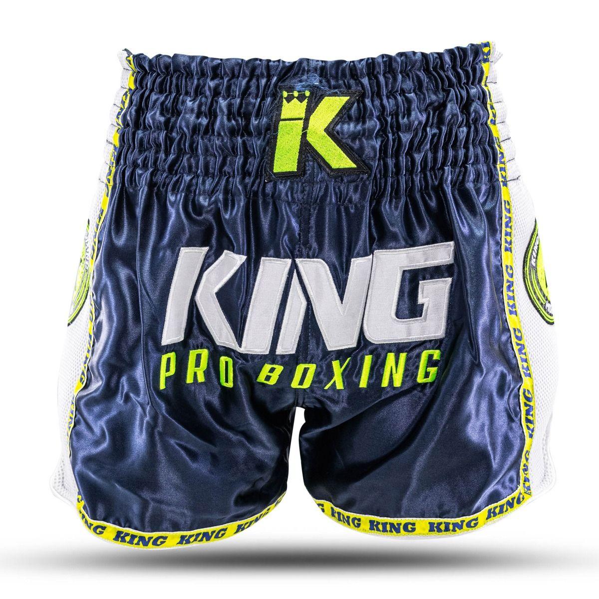 Short de Muay Thaï & Kick Boxing - King Pro Boxing Bleu/Jaune Fluo