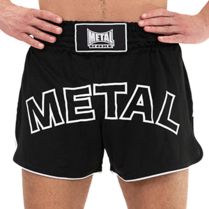 Short de boxe thaï Metal Boxe ONE noir léger et confortable pour Muay Thaï et kickboxing.