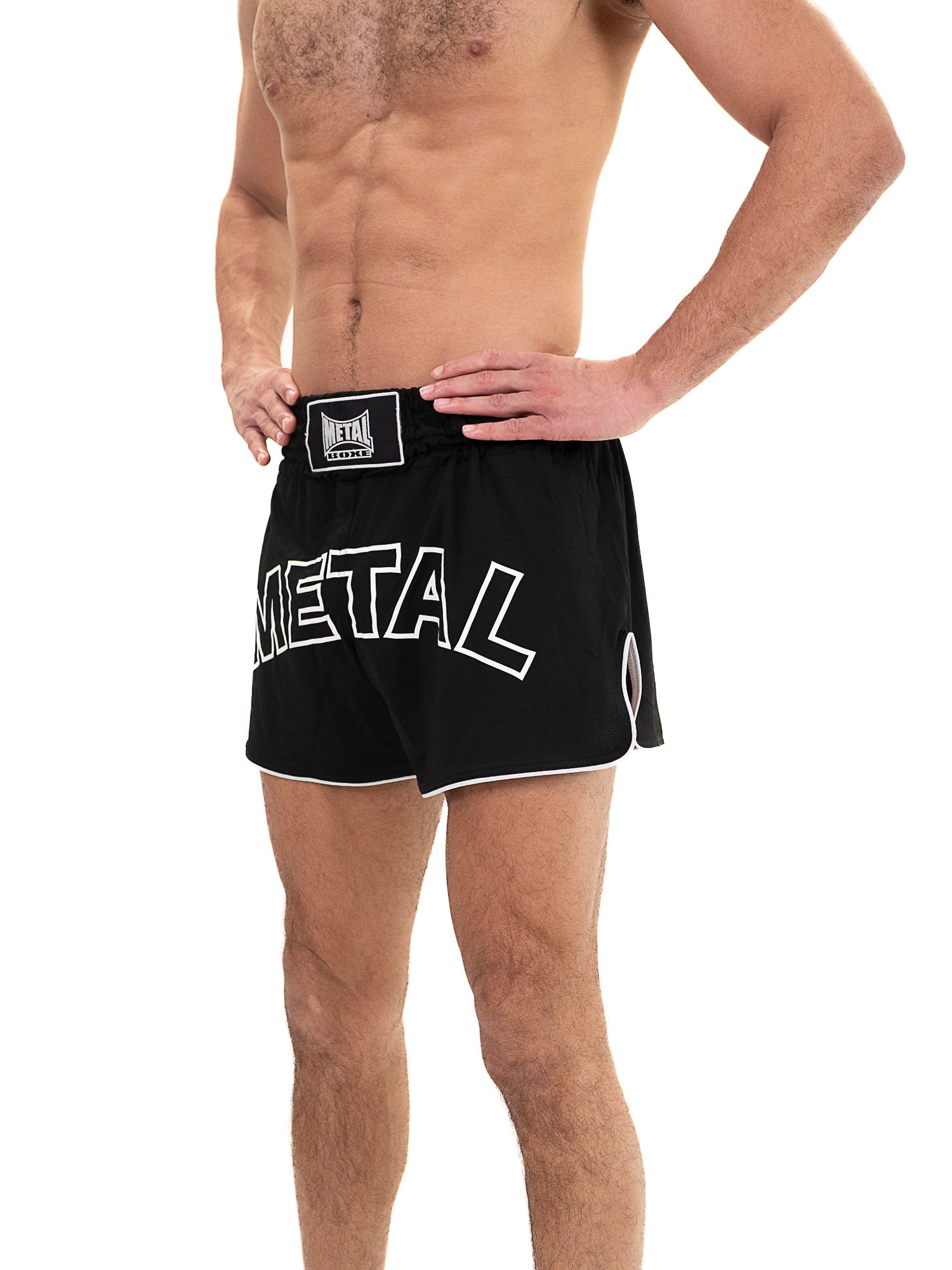 Short de boxe thaï noir Metal Boxe ONE léger et confortable pour Muay Thaï et kickboxing