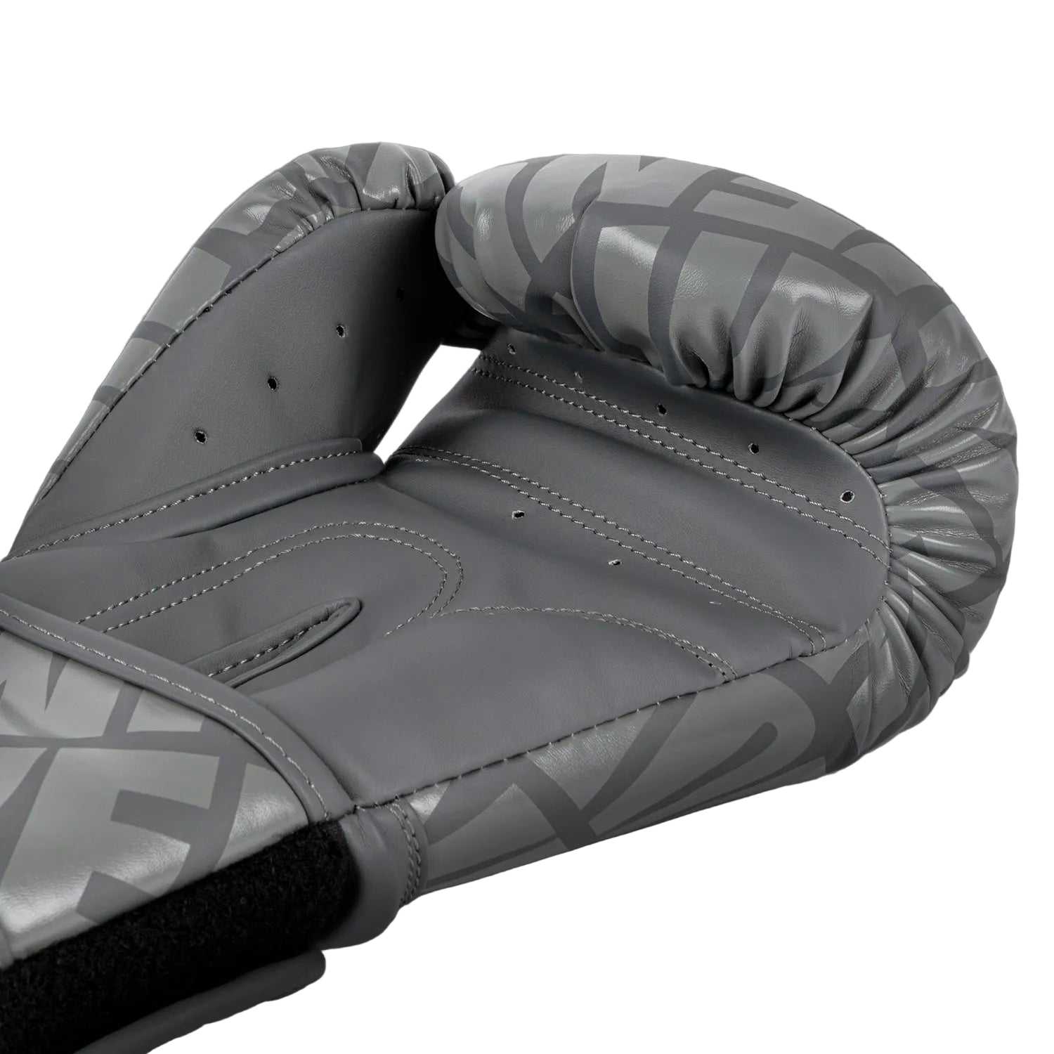 Gants de boxe Venum Contender 1.5 XT gris et noir pour débutants en semi-cuir durable avec fermeture velcro.