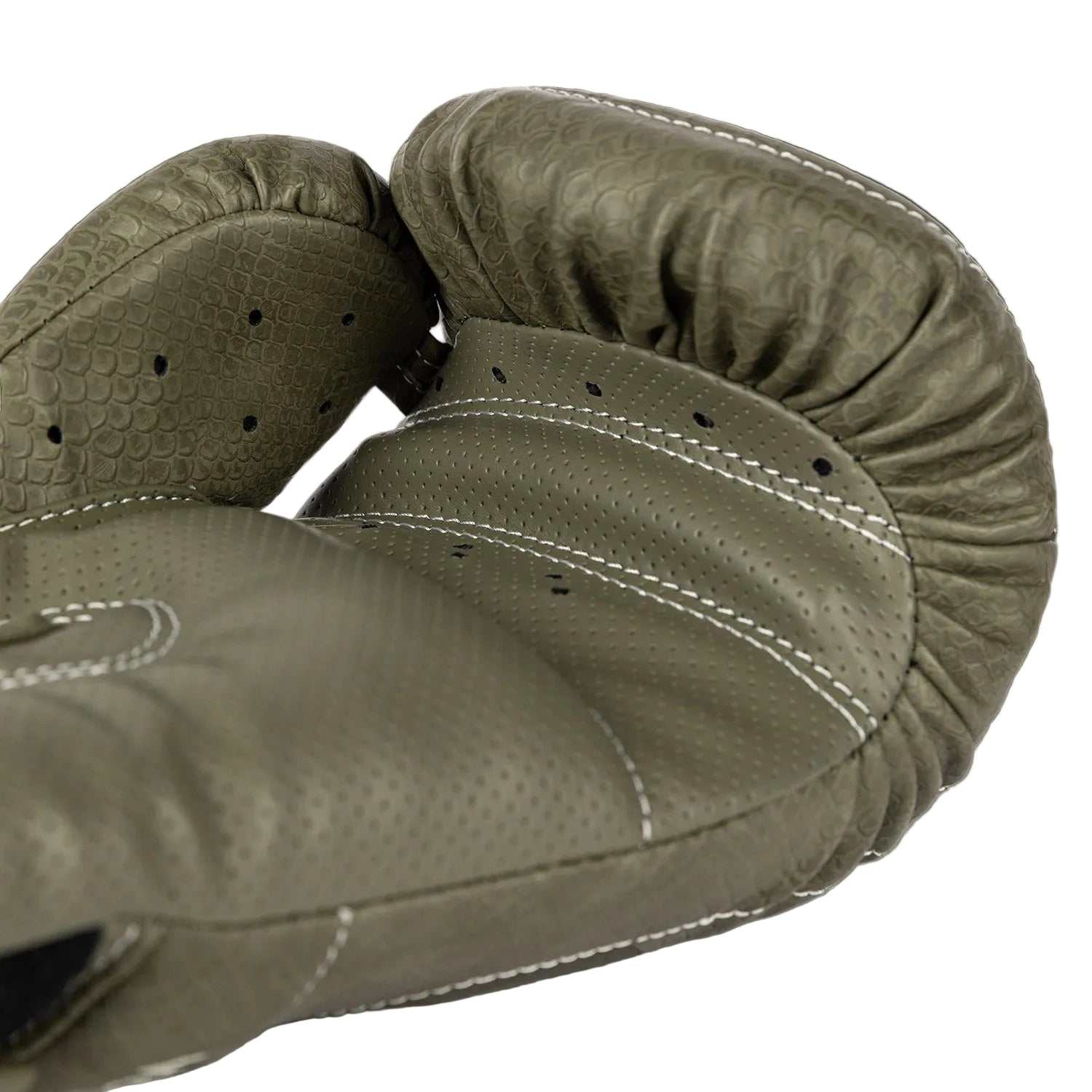 Gants de boxe Venum Impact Evo Scales vert armée en cuir Skintex avec mousse triple densité et ventilation pour boxe, kickboxing et Muay Thaï