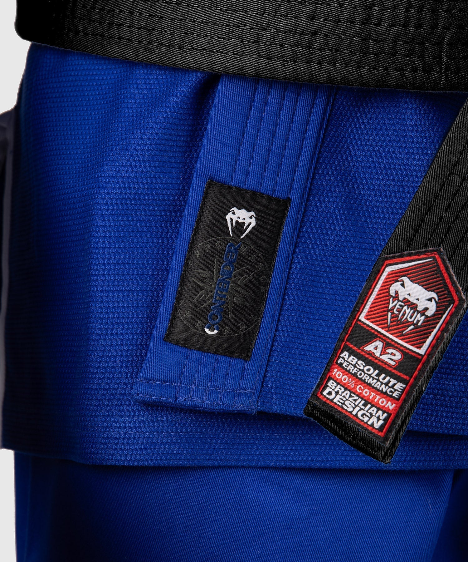 Kimono Venum Contender 3.0 bleu pour jiu-jitsu brésilien, coton Pearl Weave 380g, col mousse EVA, pantalon renforcé