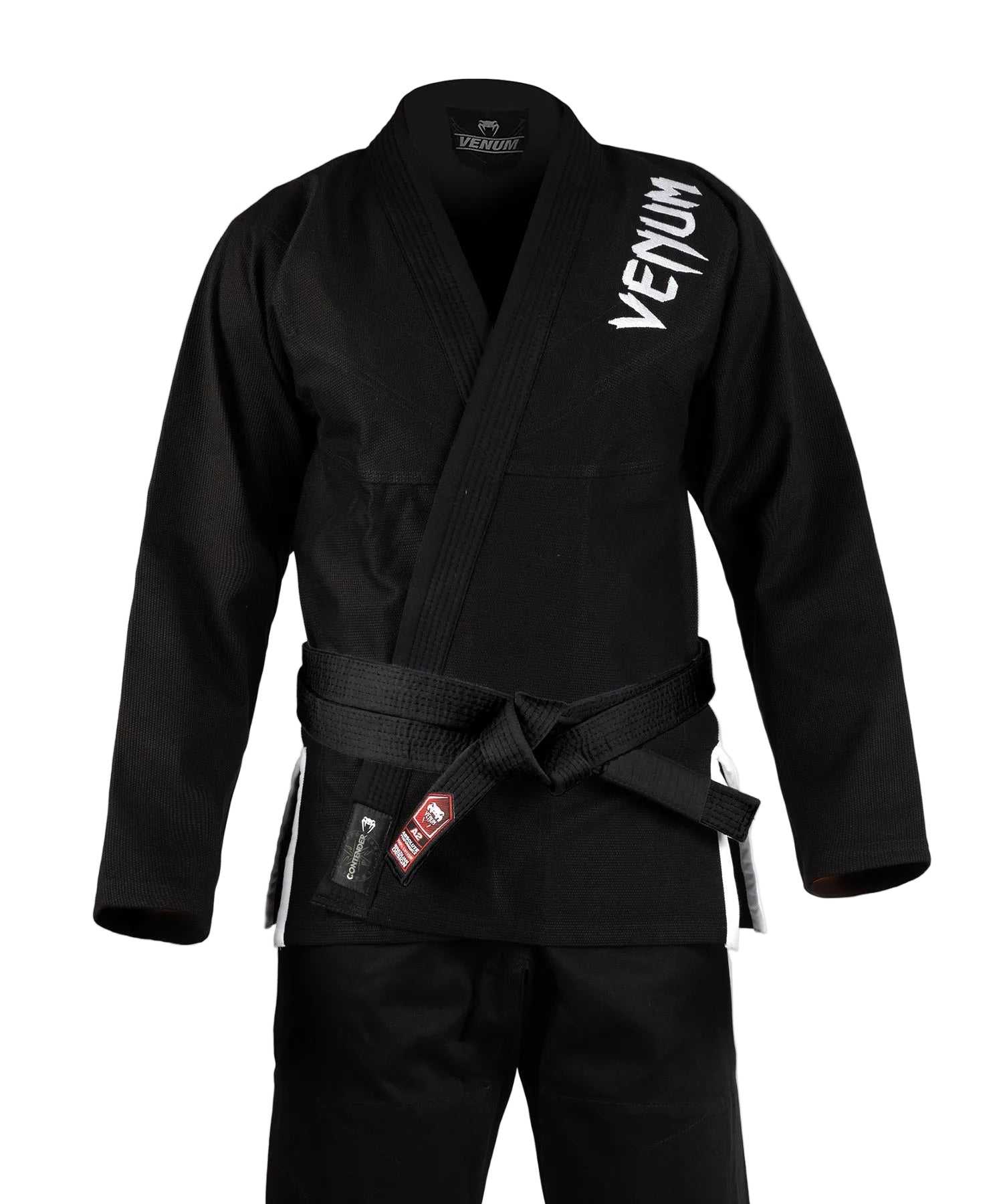 Kimono Venum Contender 3.0 noir en coton Pearl Weave 380g résistant et confortable pour jiu-jitsu brésilien