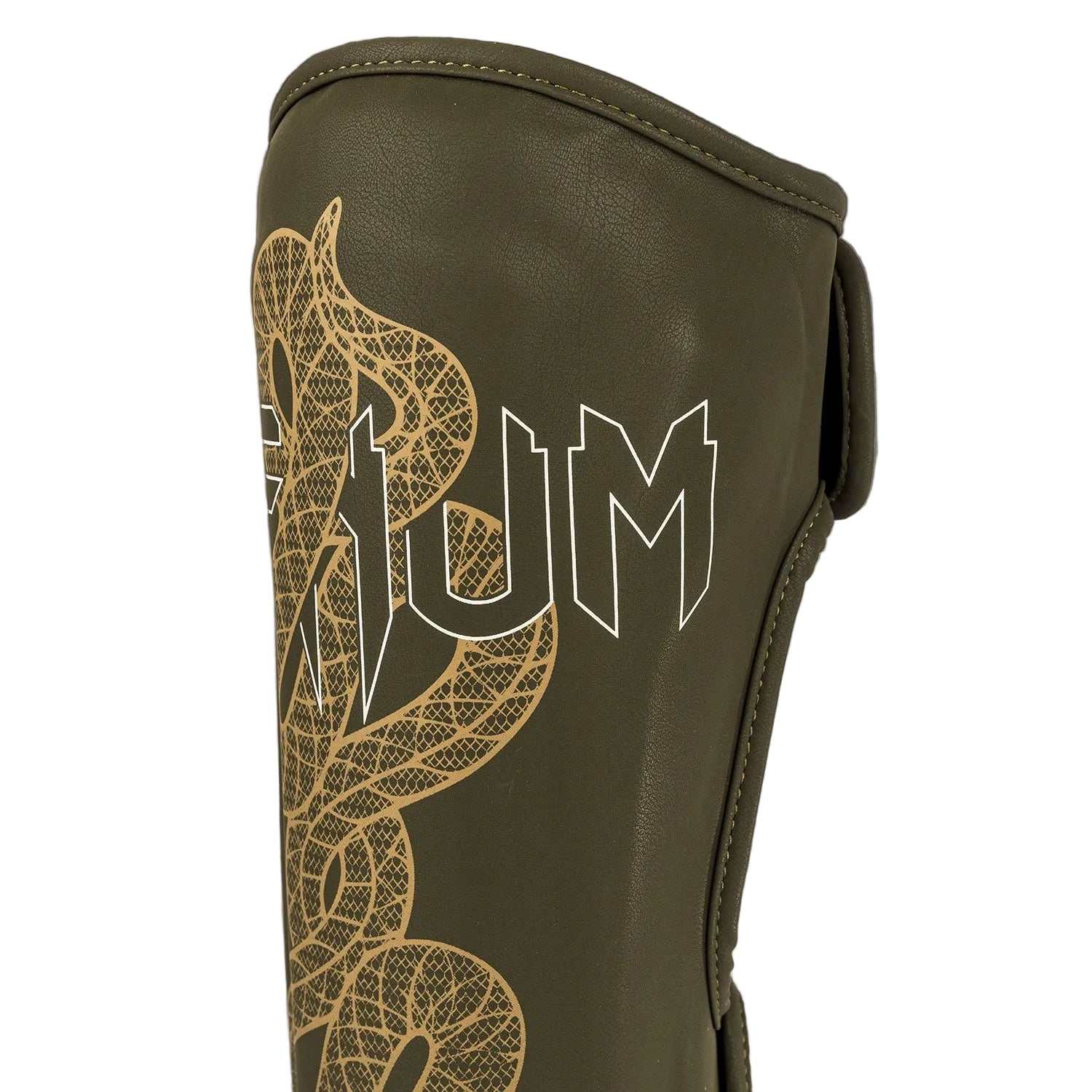 Protège-tibias Venum Serpenti kaki bronze ivoire pour Muay Thaï et MMA en cuir PU haute qualité
