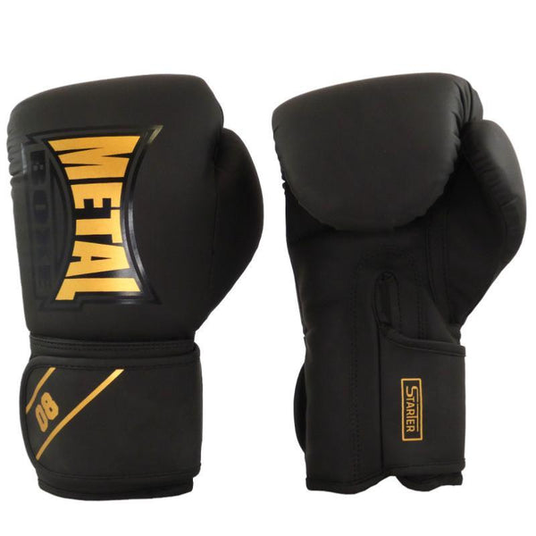 METAL BOXE Gants De Boxe Entraînement Starter Noir/Or 10 Oz - Confort Et Durabilité Pour Vos Séances