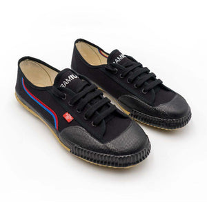 Paire de chaussures Shaolin FUJIMAE noires avec bande rouge et bleue, basket chinoise pour Kung Fu et Tai Chi