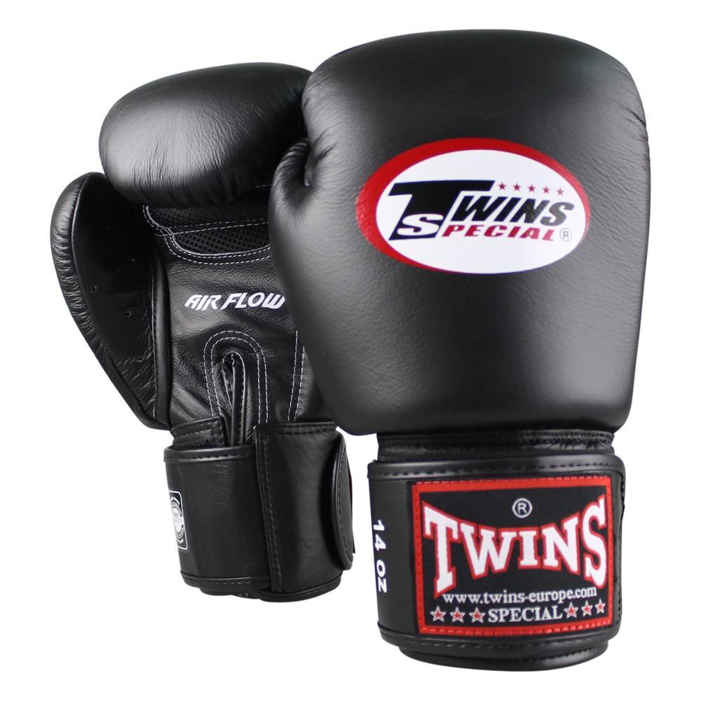 Gant de boxe Twins Air Flow noir fabriqué à la main en Thaïlande