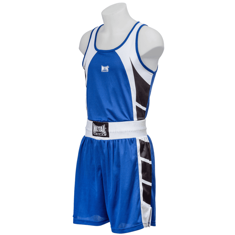 PSS Ensemble Boxe Enfants 3 à 14 Ans Short + Débardeur Tenue Boxe Kick Boxing Muay Thai MMA, Noir, Rouge, Bleu, Bleu Marine, Bordeaux & Gris, Bleu Marine, 7-8 Ans