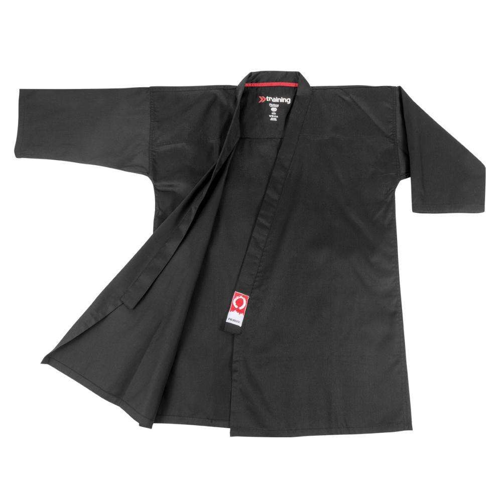 Veste Keikogi Iaïdo FUJIMAE noire en toile lisse, manches trois-quarts